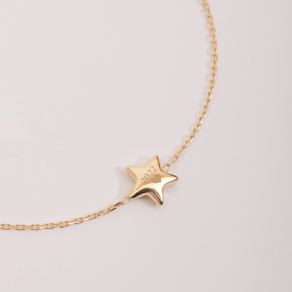 Altın Yıldız Figürlü Kişiye Özel Bileklik - Goldstore