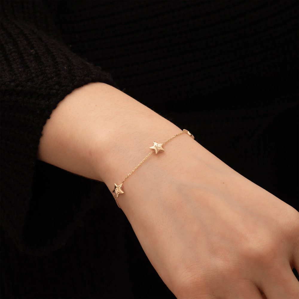 Altın Yıldız Figürlü Kişiye Özel Bileklik - Goldstore