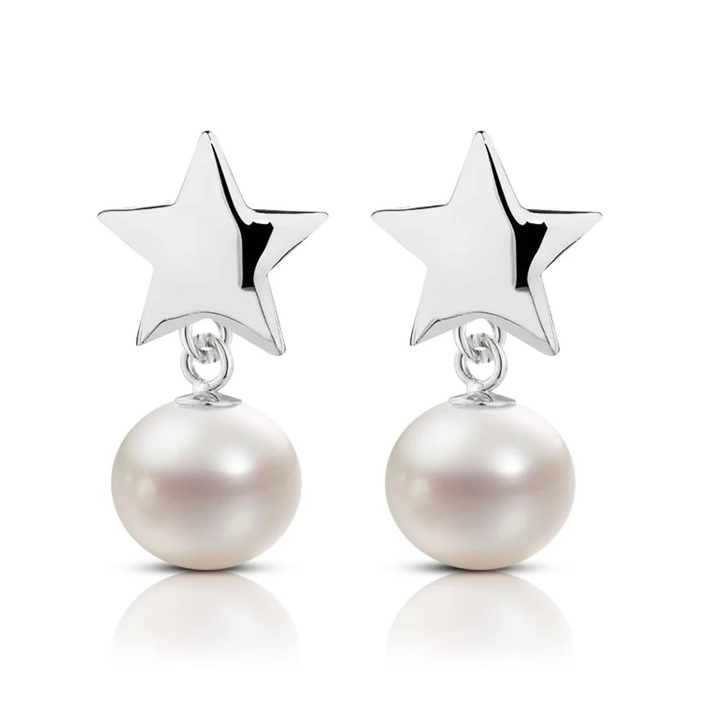 Solid Gold Star Pearl Earring - Goldstore