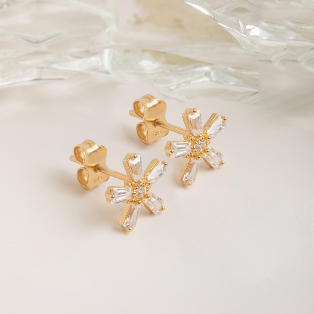 Altın Yıldız Işıltılı Baget Küpe - Goldstore