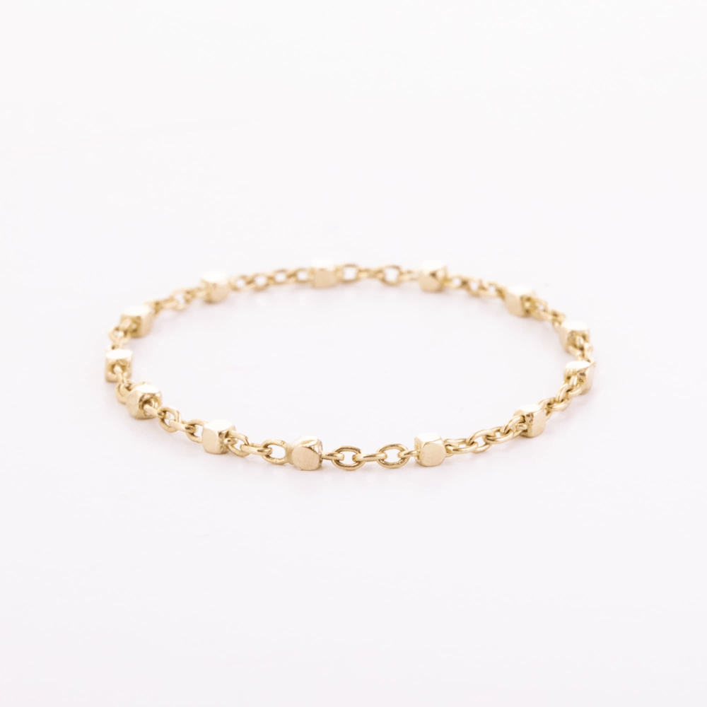 Altın Zincir Küp Detaylı Yüzük - Goldstore