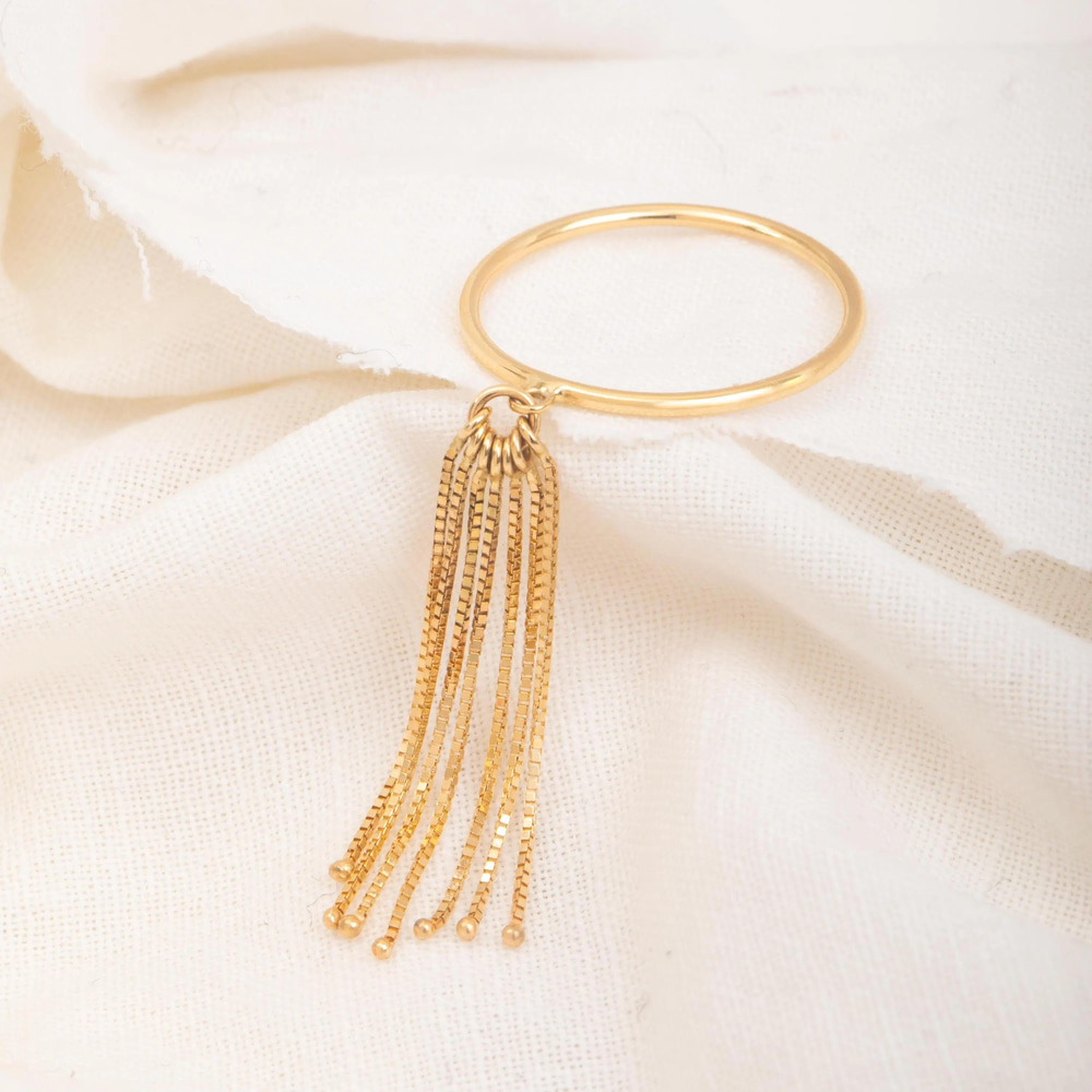 Altın Zincirli Tasarım Yüzük - Goldstore