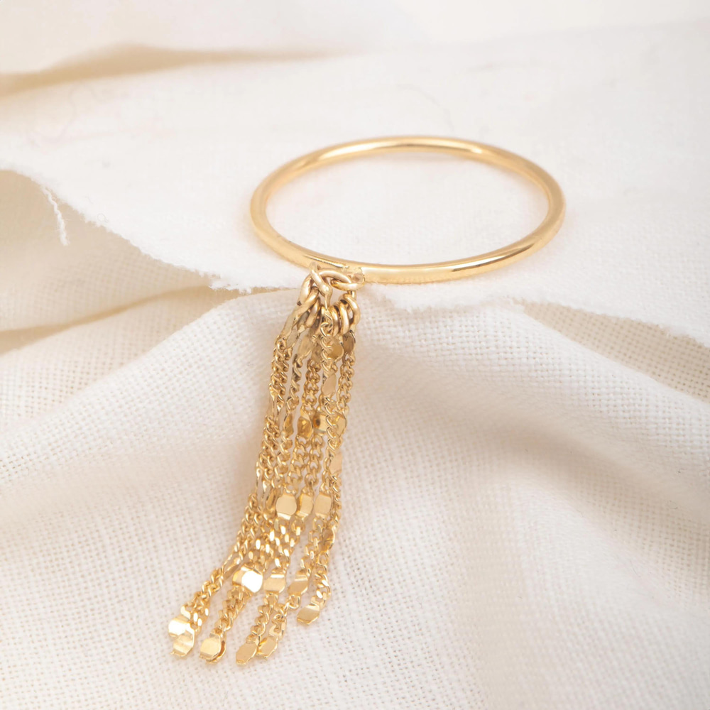 Altın Zincirli Tasarım Yüzük - Goldstore