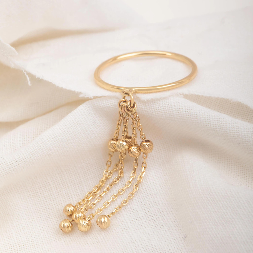 Altın Zincirli Tasarım Yüzük - Goldstore