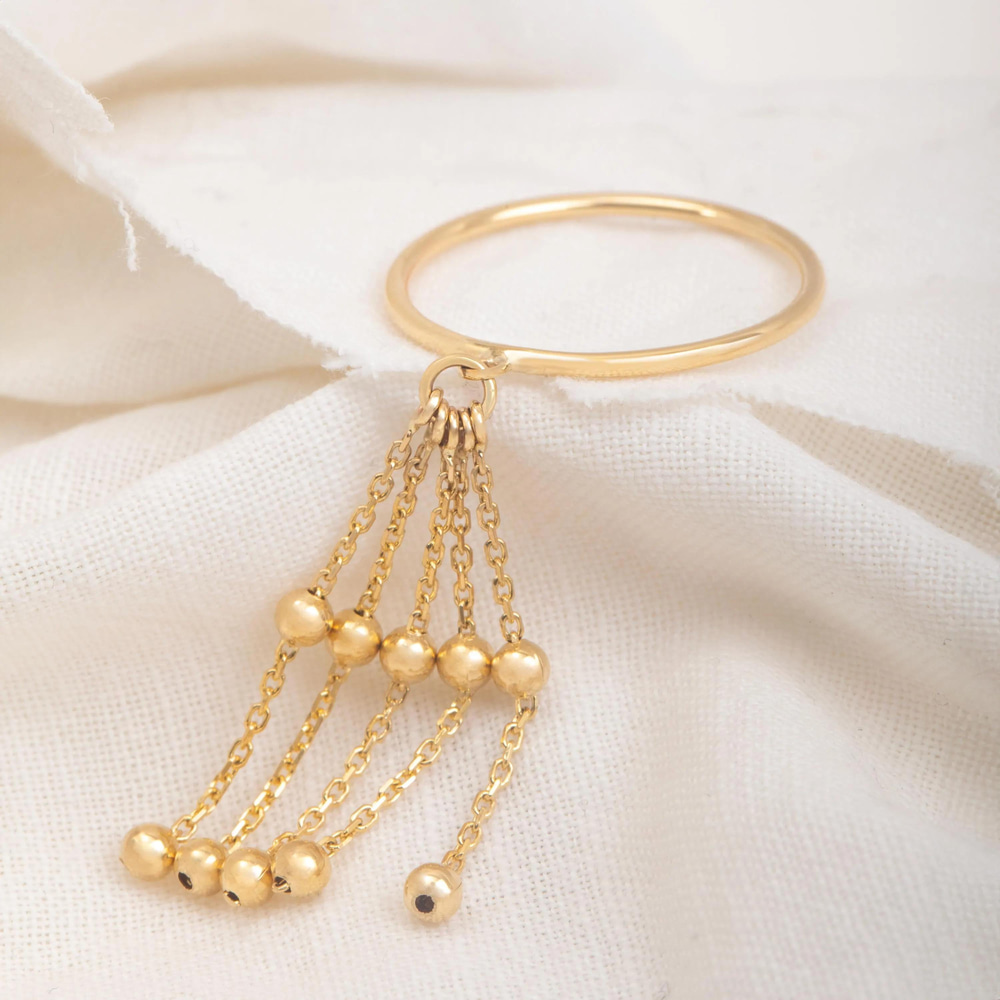 Altın Zincirli Tasarım Yüzük - Goldstore