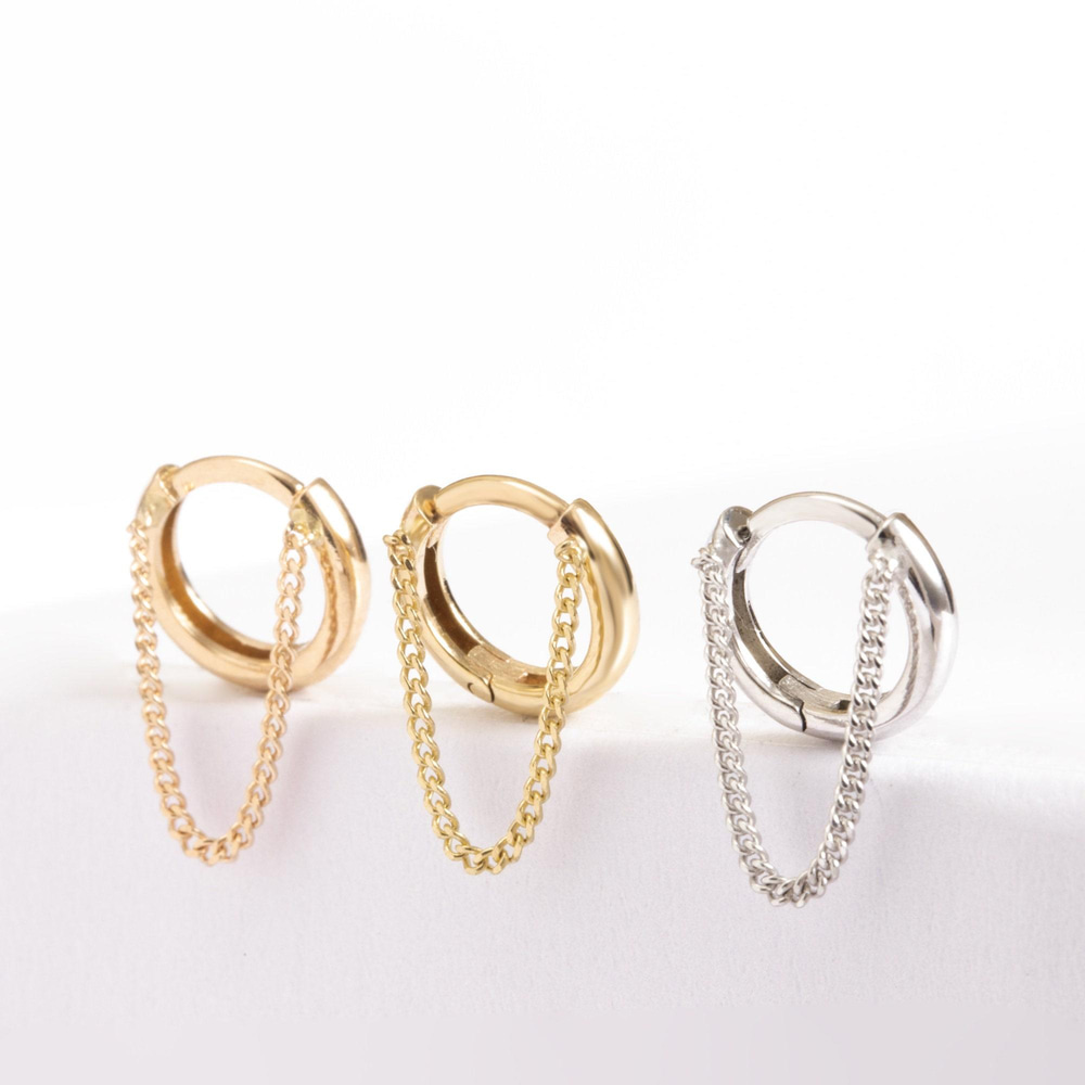 Altın Zincirli Tek Halka Küpe - Goldstore