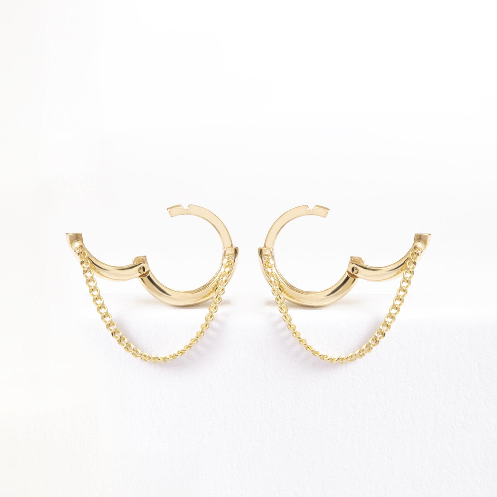 Altın Zincirli Tek Halka Küpe - Goldstore