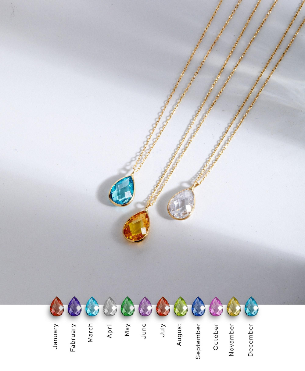 Altın Zirkon Damla Taşlı Kolye - Goldstore