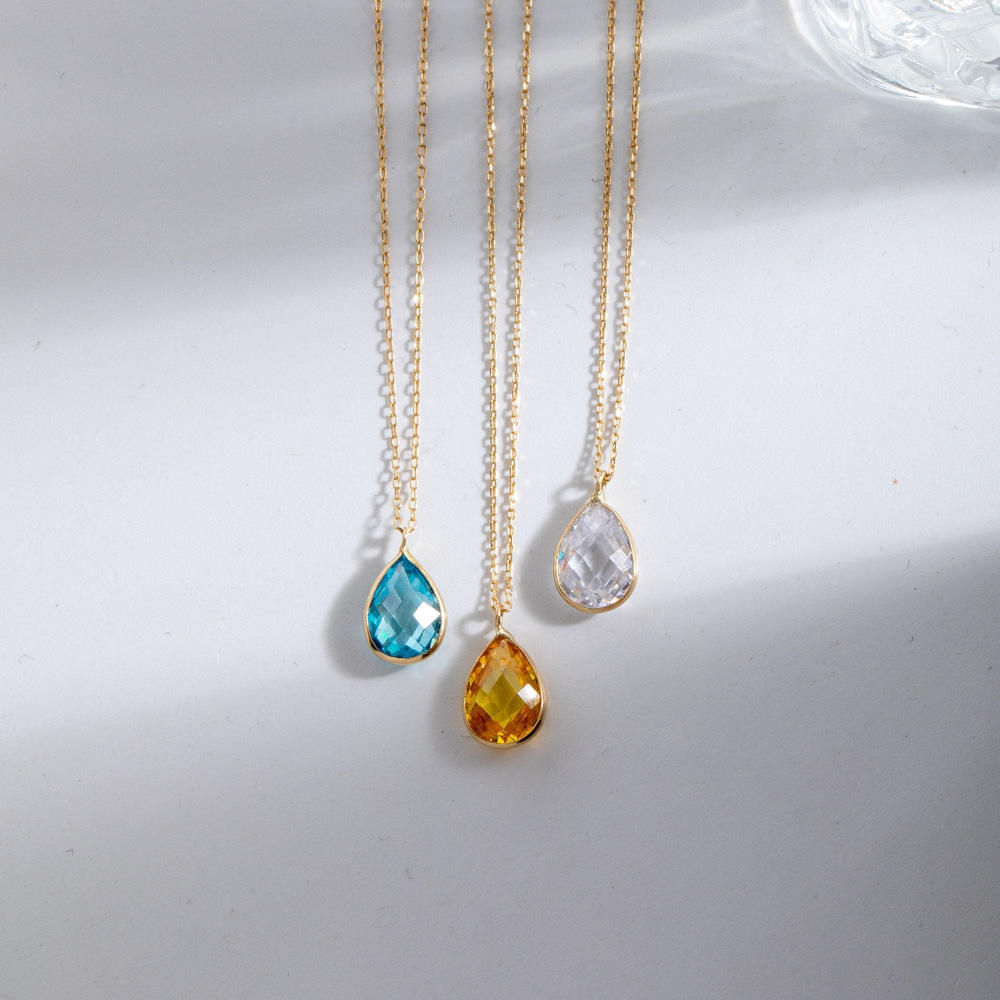 Altın Zirkon Damla Taşlı Kolye - Goldstore
