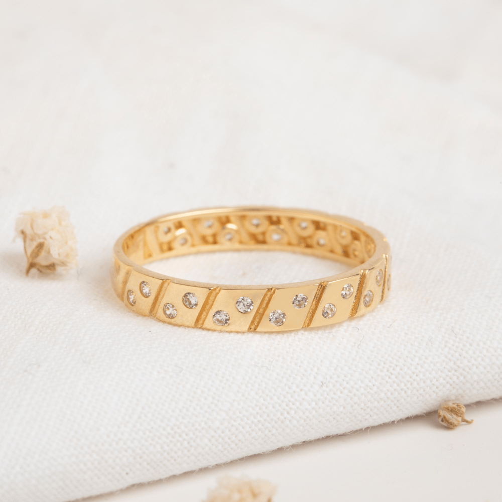 Altın Zirkon Taşlı Geometrik Yüzük - Goldstore