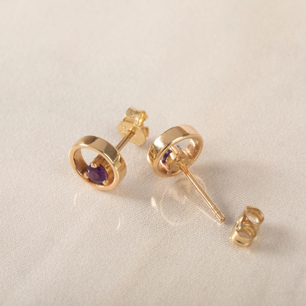 Ametist Aşkı Altın Küpe - Goldstore