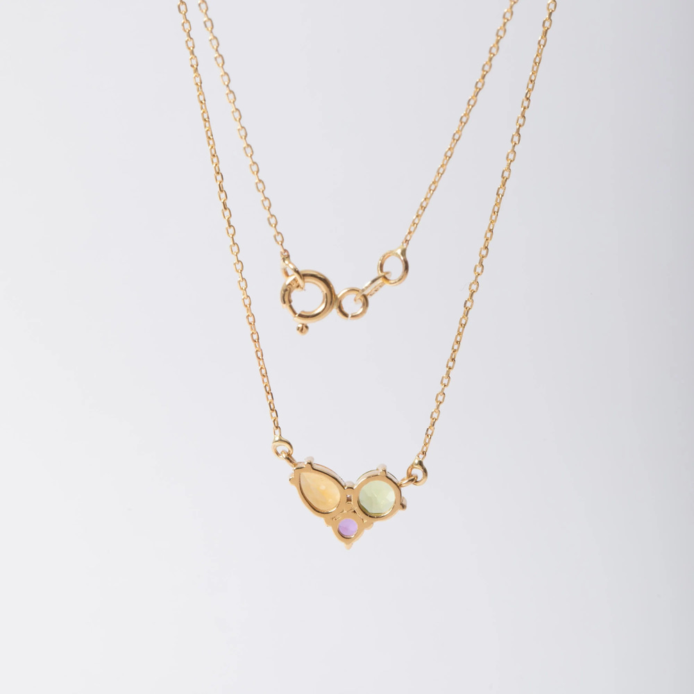 Ametist Peridot Sitrin Renk Şöleni Altın Kolye - Goldstore