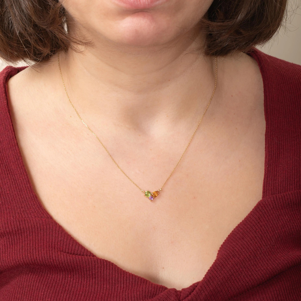 Ametist Peridot Sitrin Renk Şöleni Altın Kolye - Goldstore