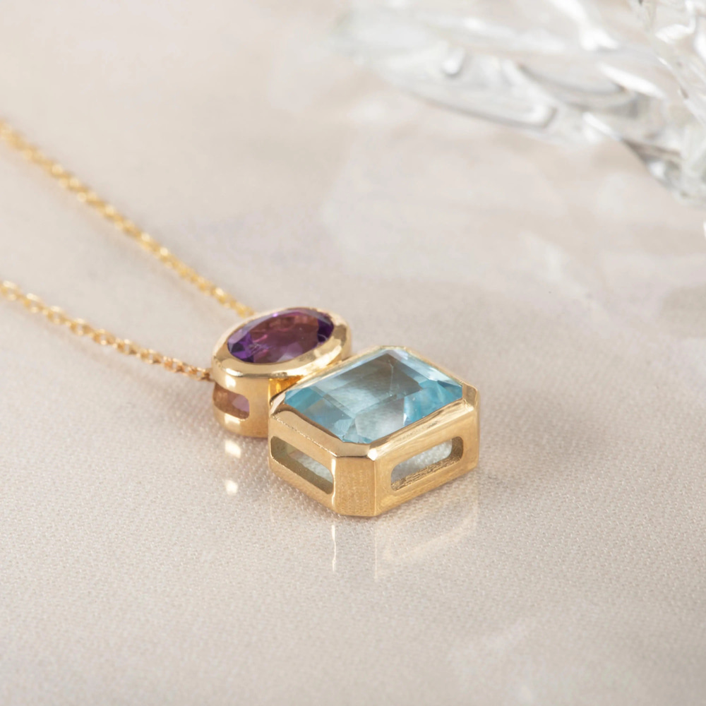 Ametist ve Topaz Altın Kolye - Goldstore