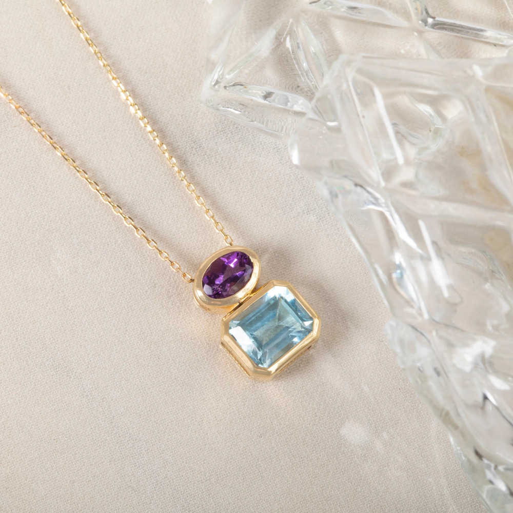 Ametist ve Topaz Altın Kolye - Goldstore