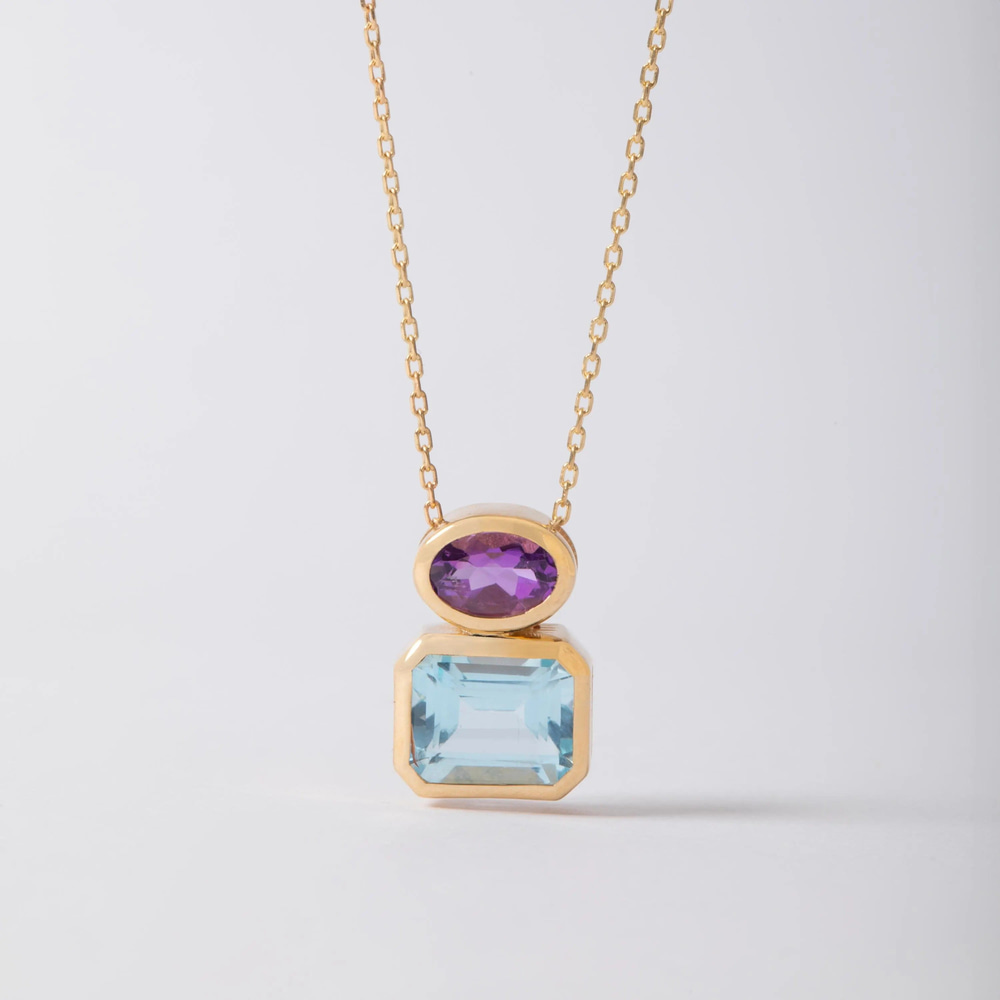 Ametist ve Topaz Altın Kolye - Goldstore