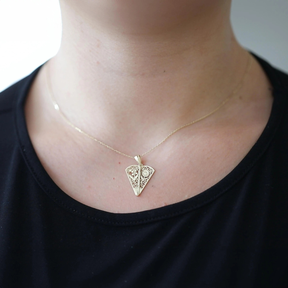 Çiçek Buketi Yelpaze Altın Kolye  - Goldstore
