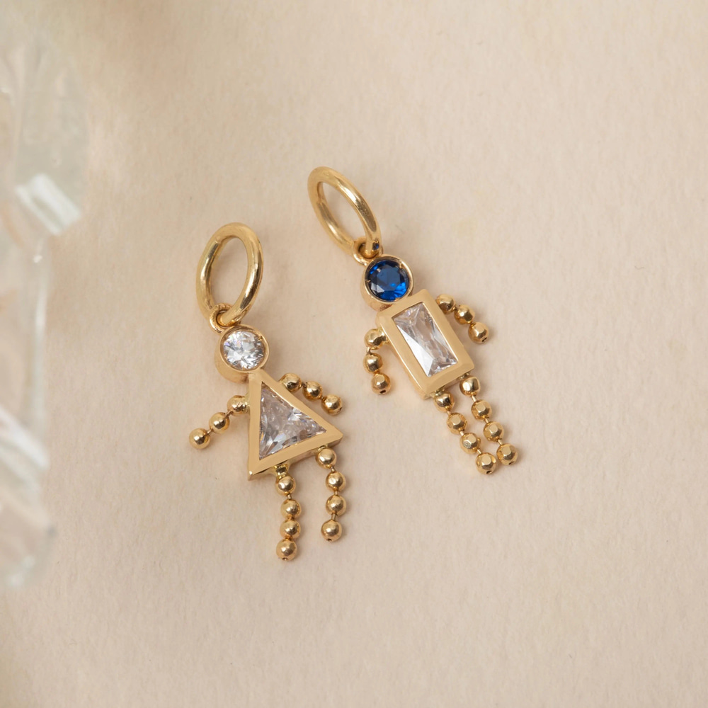 Çocuk Figürlü Aile Doğum Taşlı Altın Kolye - Goldstore