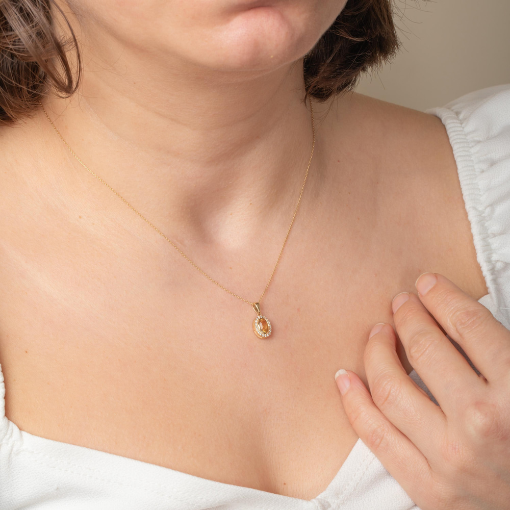 Diamond Citrine Glow Solid Gold Necklace - Goldstore