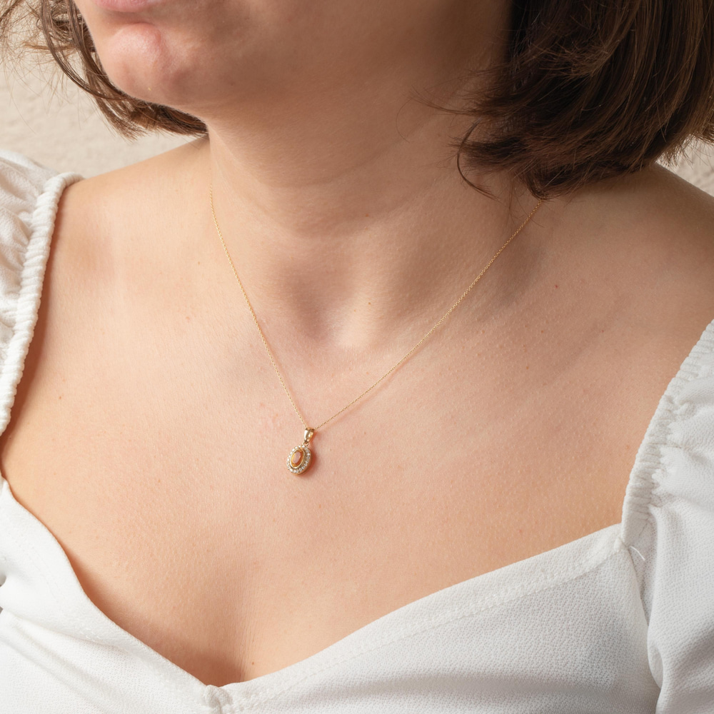 Diamond Citrine Glow Solid Gold Necklace - Goldstore