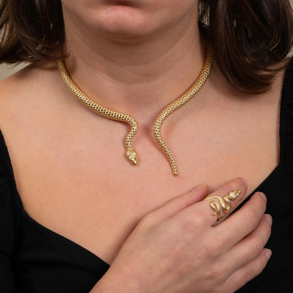 Zümrüt Gözlü Yılan Altın Kolye - Goldstore