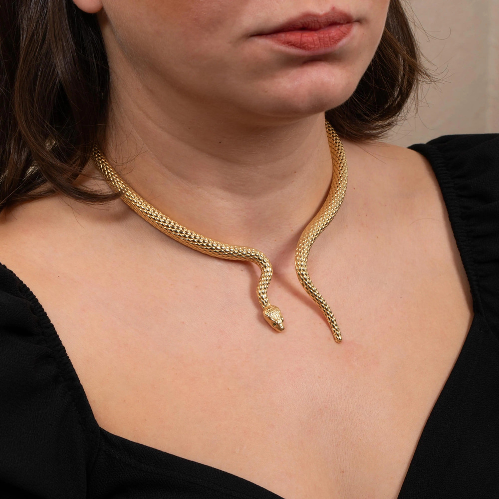 Zümrüt Gözlü Yılan Altın Kolye - Goldstore