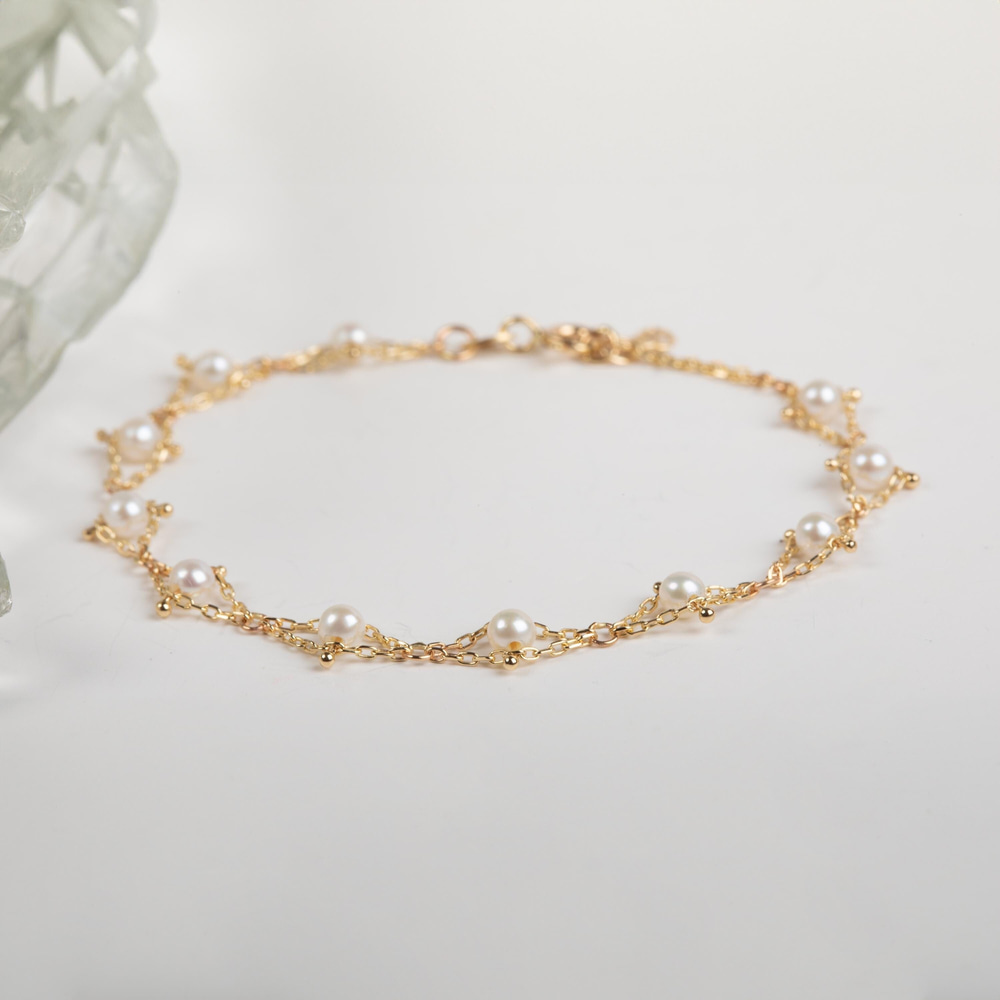 Geometrik Baklava Formlu İnci Altın Bileklik - Goldstore