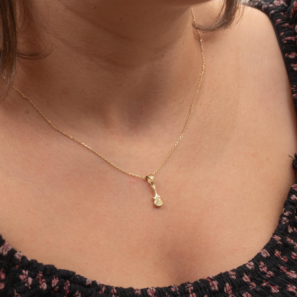 Gitar Figürlü Altın Kolye - Goldstore