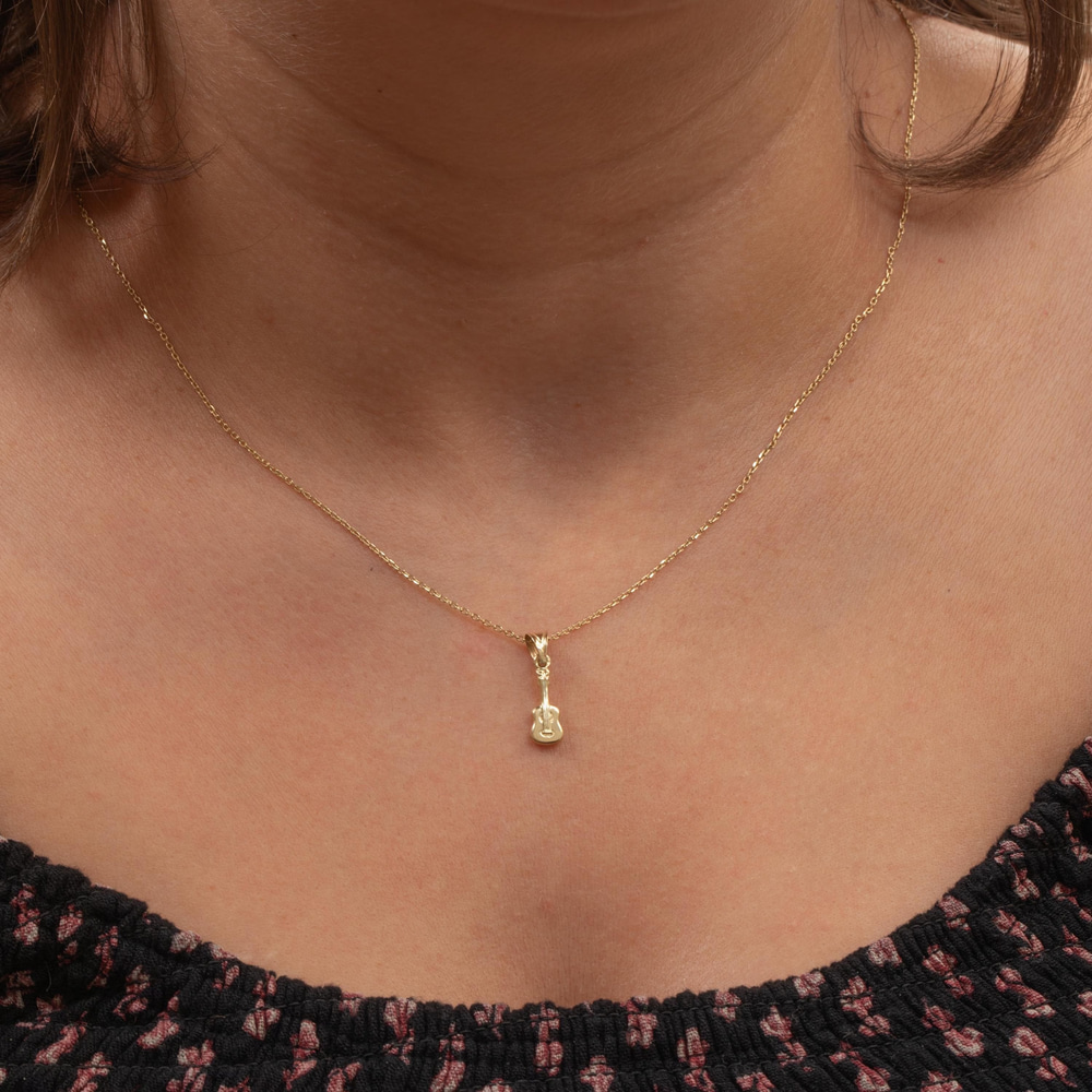 Gitar Figürlü Altın Kolye - Goldstore