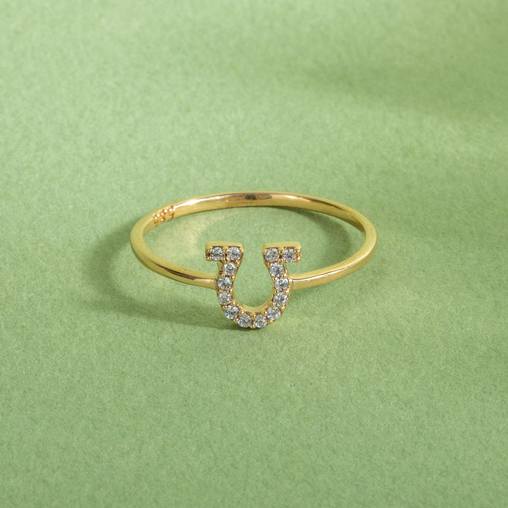 Gold CZ Horseshoe Ring - Goldstore