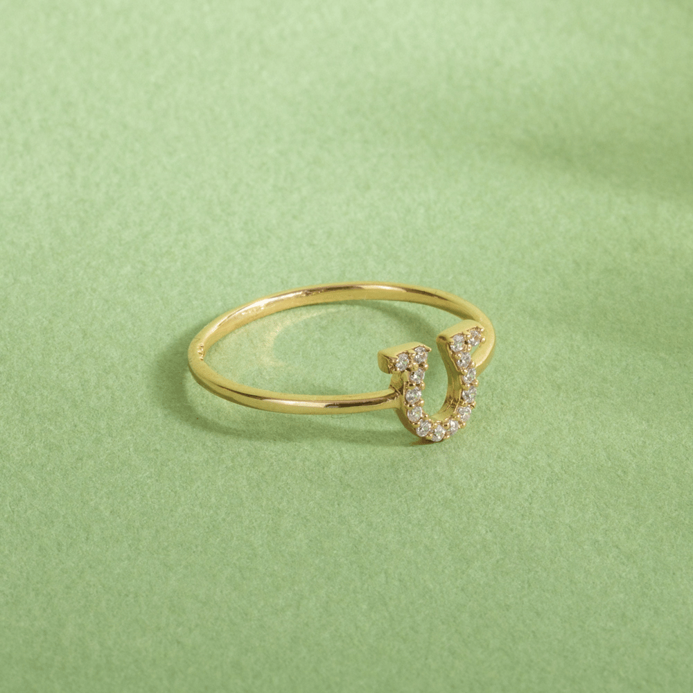 Gold CZ Horseshoe Ring - Goldstore