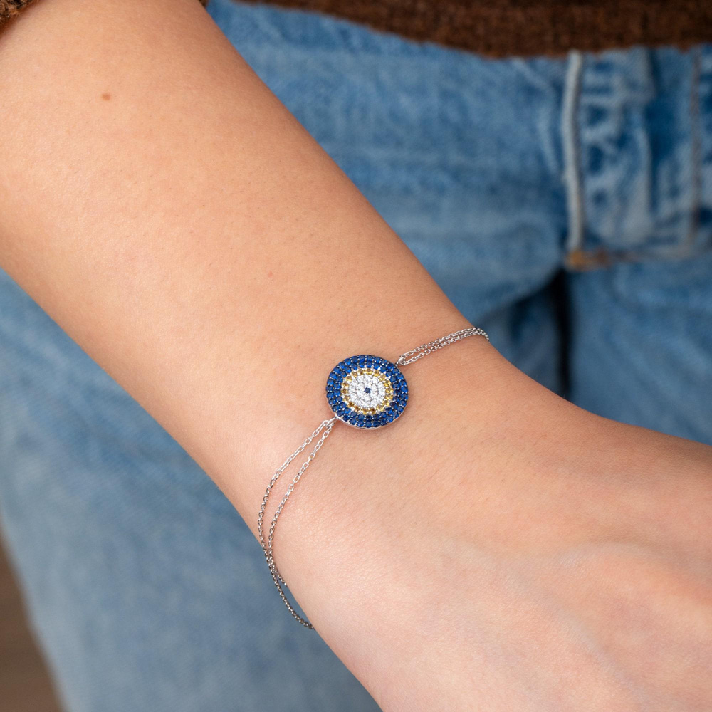 Gold Evil Eye Double Row Bracelet - Goldstore