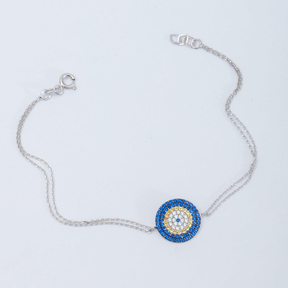 Gold Evil Eye Double Row Bracelet - Goldstore