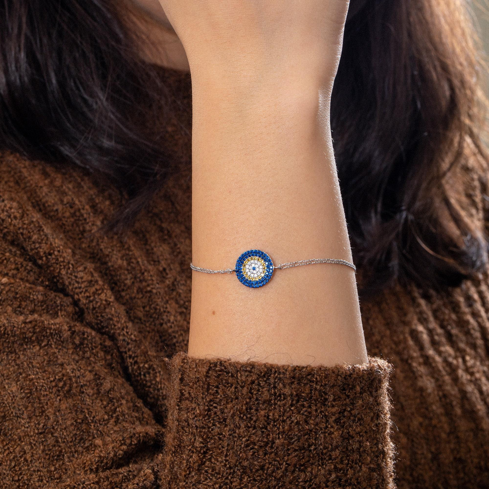 Gold Evil Eye Double Row Bracelet - Goldstore