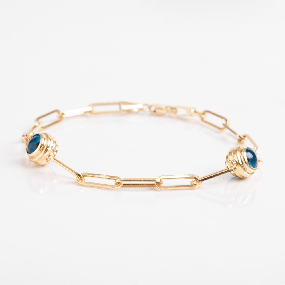 Gold Evil Eye Paperclip Bracelet - Goldstore