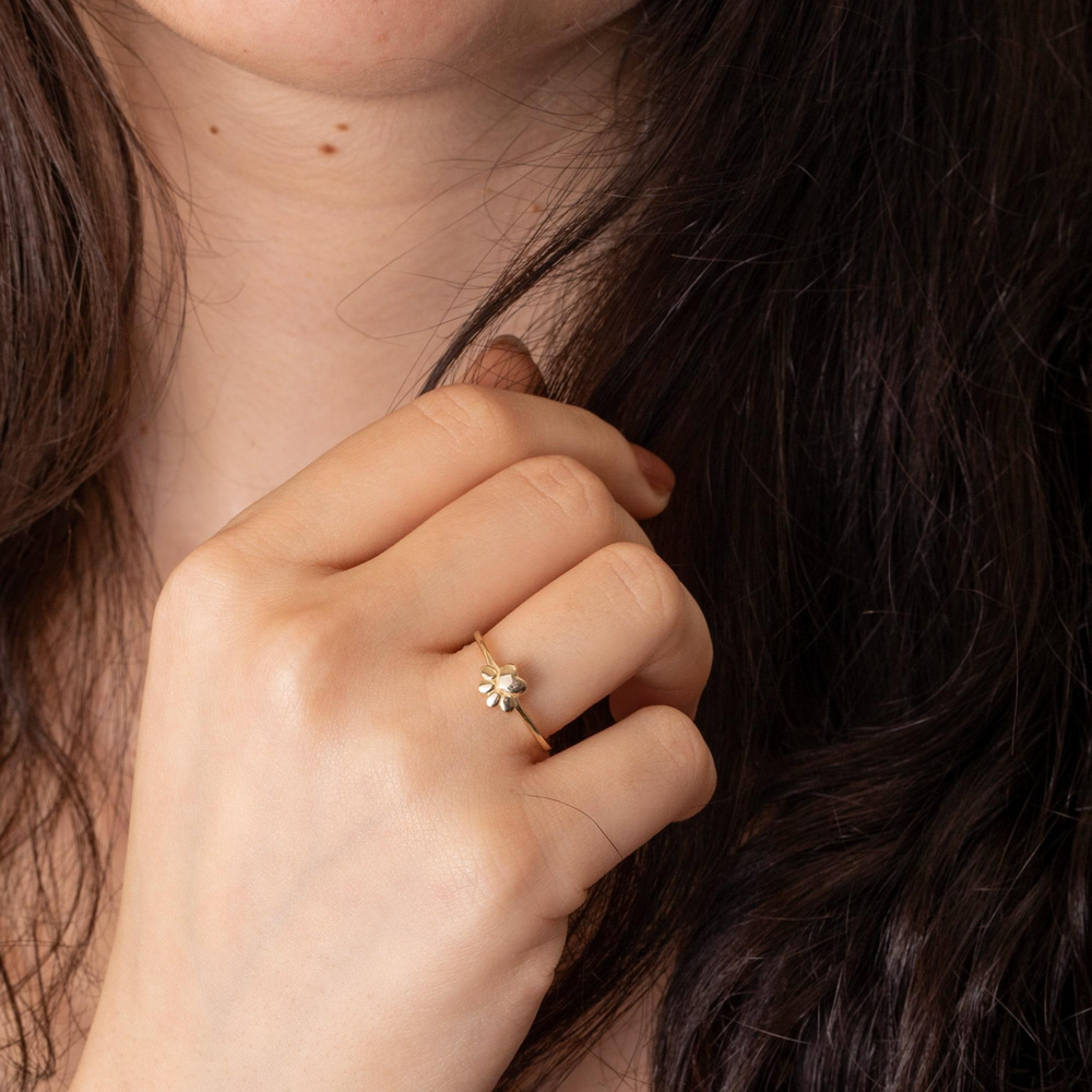 Altın Pati Figürlü Minimal Yüzük - Goldstore