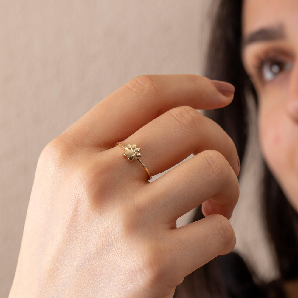 Altın Pati Figürlü Minimal Yüzük - Goldstore