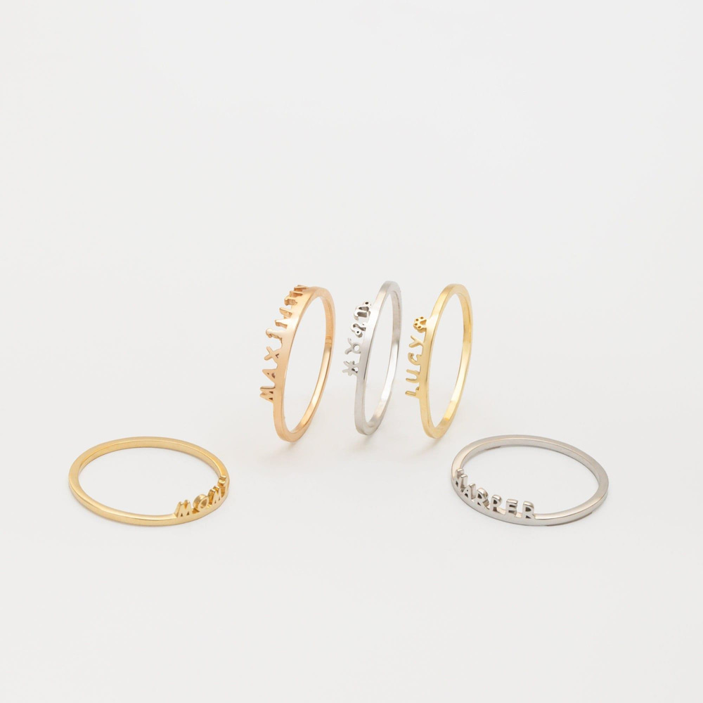 Gold Paw Print Name Ring - Goldstore
