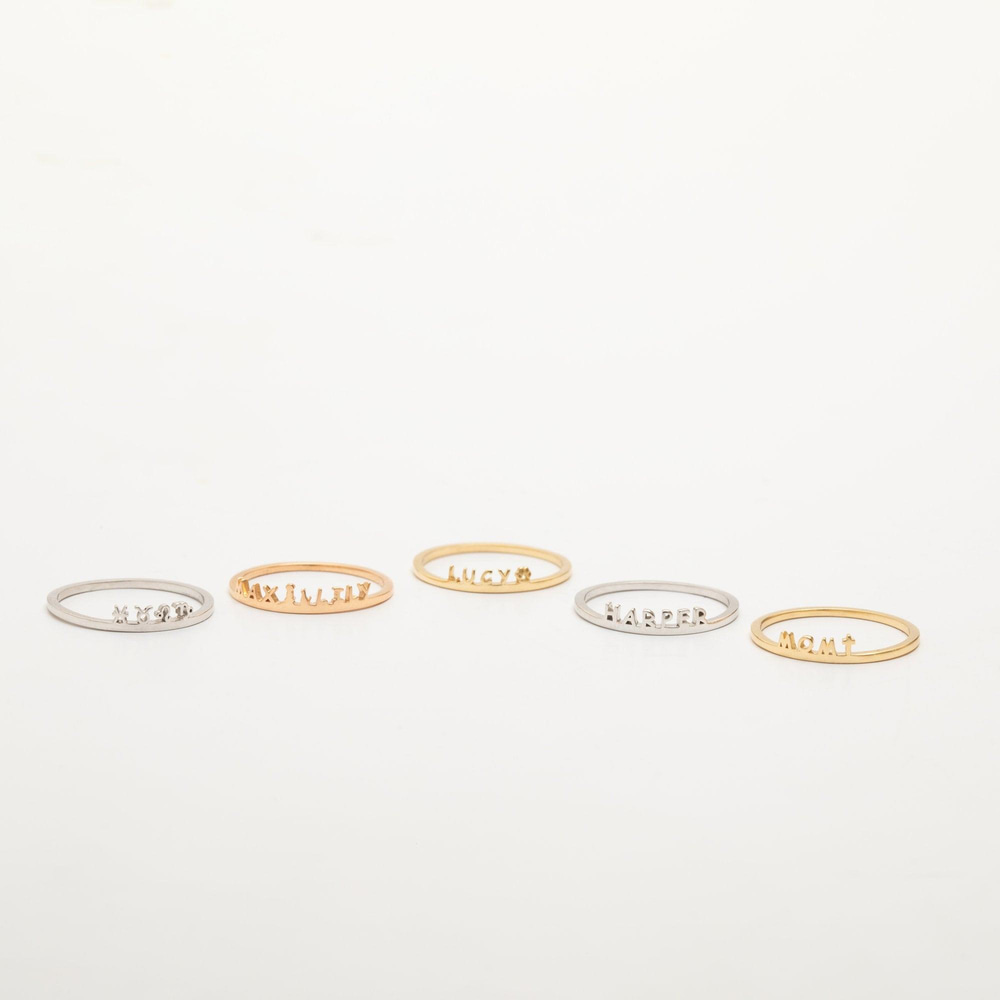 Gold Paw Print Name Ring - Goldstore