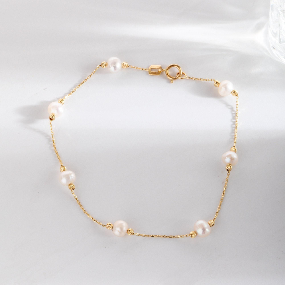 Gold Pearl Station Bracelet - Goldstore
