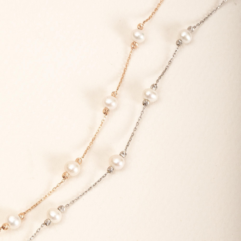 Gold Pearl Station Bracelet - Goldstore