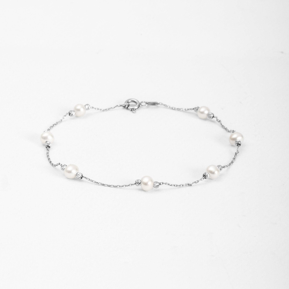 Gold Pearl Station Bracelet - Goldstore