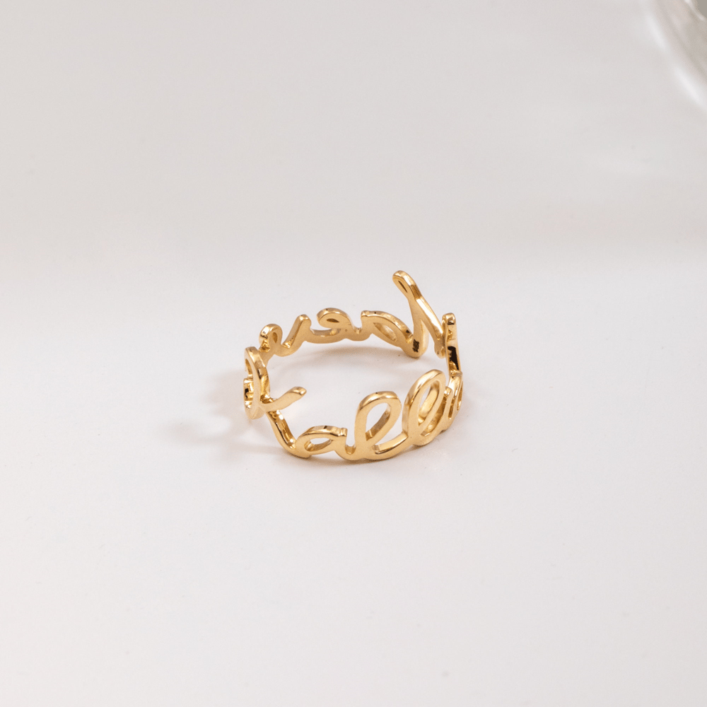 Gold Personalized Handwriting Name Ring - Goldstore