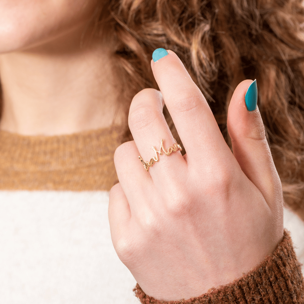 Gold Personalized Handwriting Name Ring - Goldstore