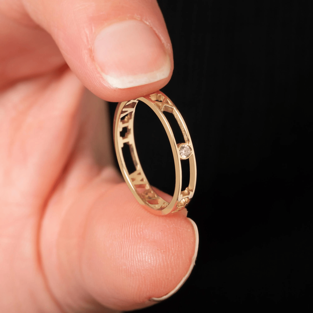 Gold Roman Numeral Birthstone Ring - Goldstore