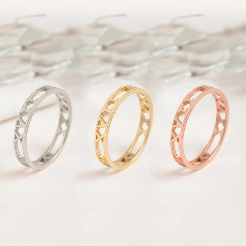 Gold Roman Numeral Birthstone Ring - Goldstore