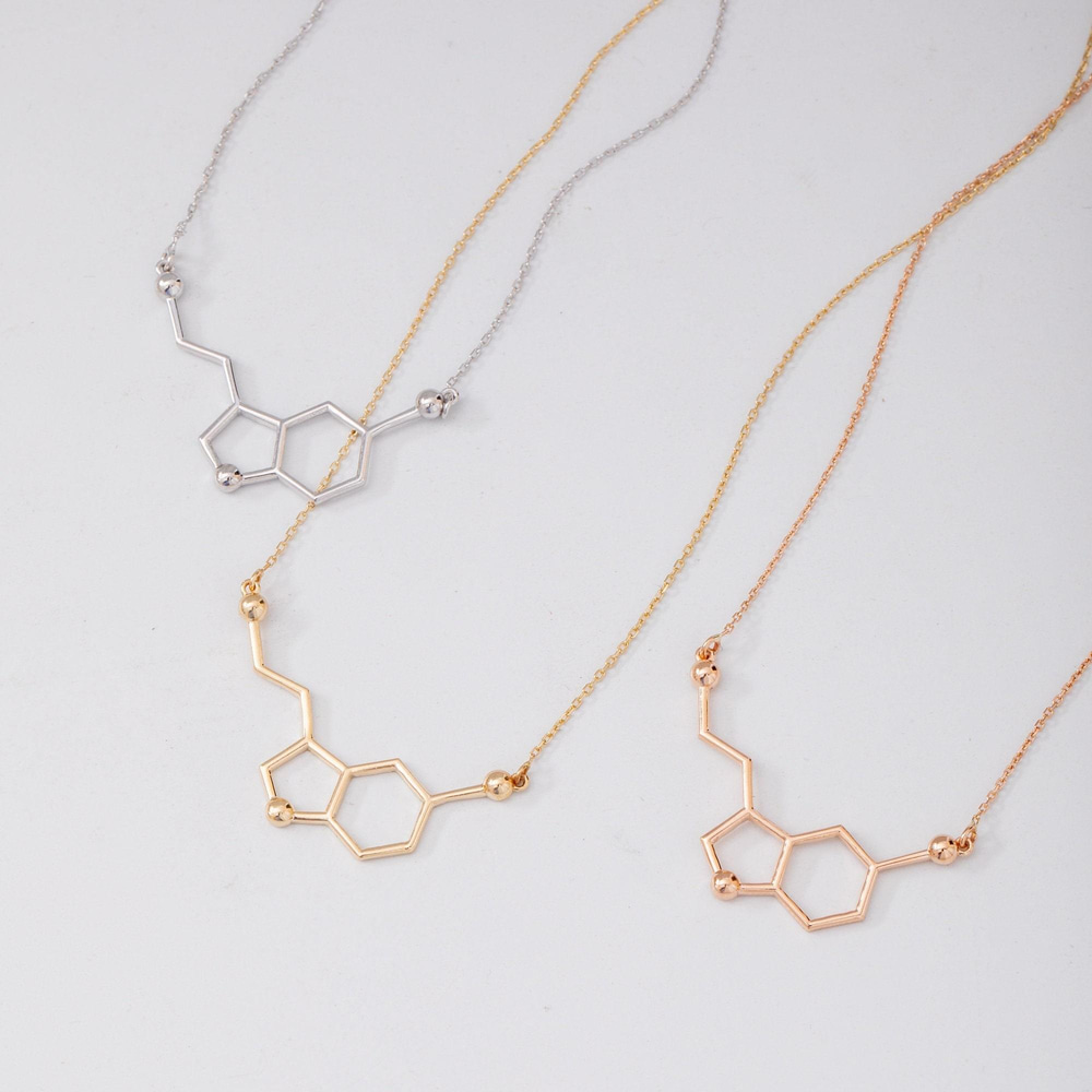 Altın Serotonin Molekül Kolye - Goldstore