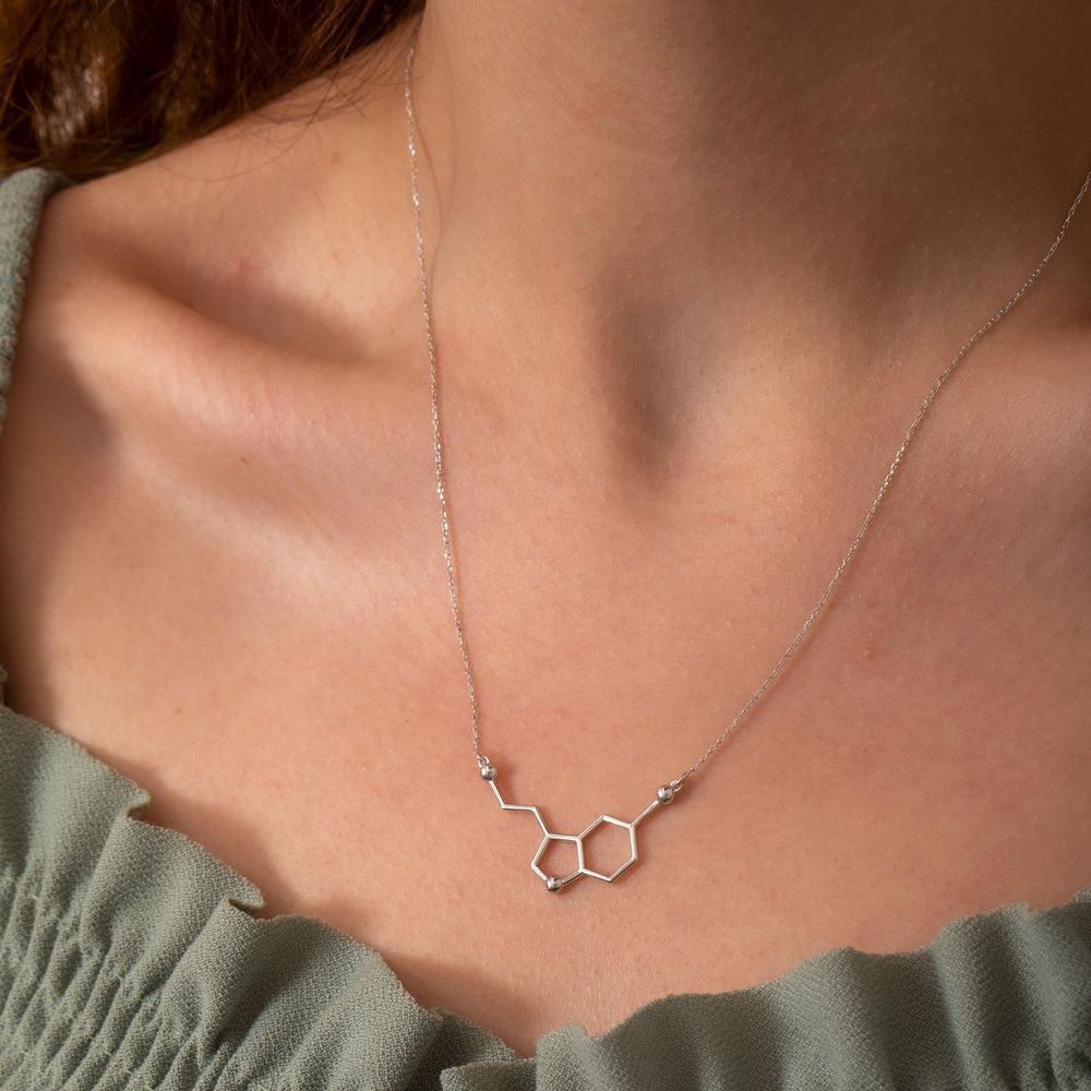 Altın Serotonin Molekül Kolye - Goldstore