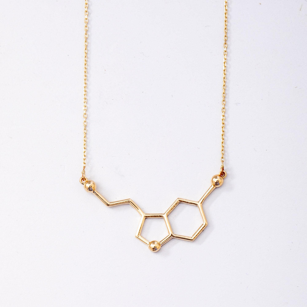 Altın Serotonin Molekül Kolye - Goldstore