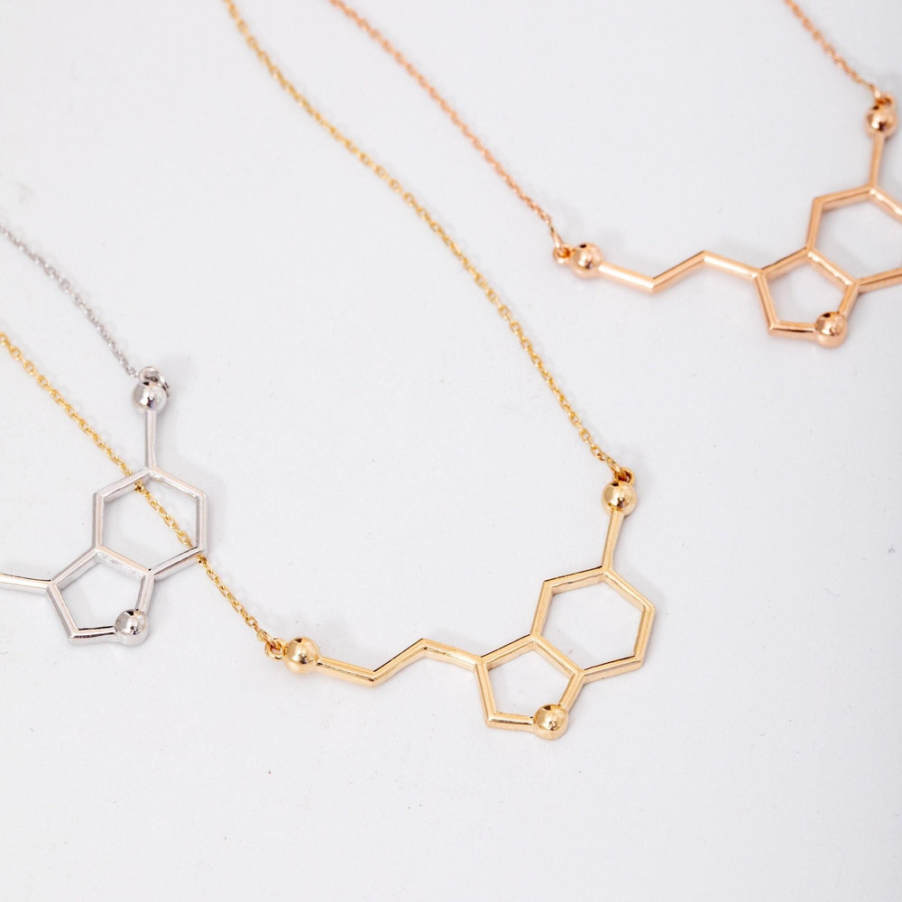 Altın Serotonin Molekül Kolye - Goldstore